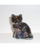 Mosser Glass Titanium Carnival Iridized Persian Cat Kitten Figurine Made... - £29.04 GBP