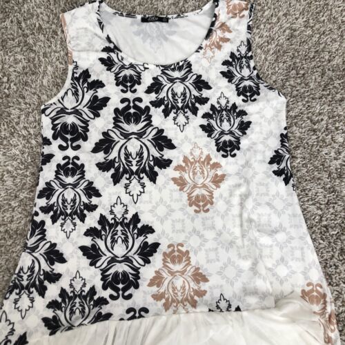 lily by firmiana tunic size medium ruffle lace detail hem Sleeveless Scoop Neck Item image 5