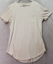 Urban Outfitter T Shirt Top Women Large Cream 100% Cotton Chest Pocket Round Hem - £14.41 GBP