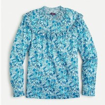 New J Crew Liberty Elysian Day Floral Blue Smocked Long Sleeve Popover Blouse XS - £35.59 GBP
