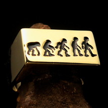 Rectangle shaped Men&#39;s solid Brass Teacher Ring Human Evolution Black - £21.18 GBP