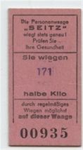 Seitz German Scale Weight Ticket 1970's - $9.90