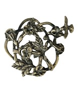 Vtg Metzke Solid Brass Trivet – Signed 1986, Hummingbird &amp; Morning Glory... - $26.00