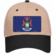 Michigan State Flag Novelty Khaki Mesh License Plate Hat - £22.79 GBP