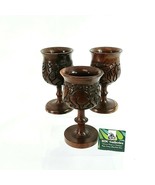 Goblets Artisan Hand Carved Wood Rhino Design Decoration Only Set of 3 - £36.89 GBP