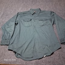 ** Vintage Lee Chetopa Twill Shirt Size 17 Medium Missing Buttons Green - $19.40