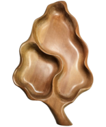 Vintage Light Stain Wooden Leaf Divided Bowl Large 16”x9” 2 Sections Som... - $342.52 MXN
