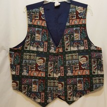 Bobbie Brooks Christmas Vest Tapestry Button Party Size 22 / 24 Santa St... - $27.56