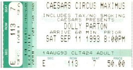 Dolly Parton Concert Ticket Stub Septembre 11 1993 Atlantique Ville Neuf... - £32.57 GBP
