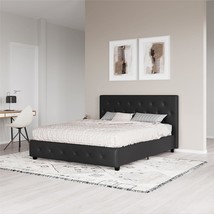 Dhp Dakota Upholstered Platform Bed, Queen, Black Faux Leather, No Box S... - $337.97