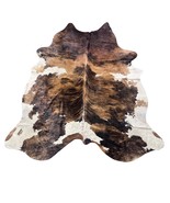 Tricolor Brindle Cowhide Rug (beige and brown tones) Size: 7.7x6.5 feet Z-056 - $5,564.41 MXN