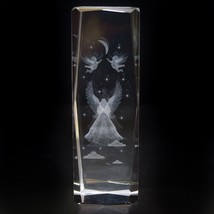 Vintage Hand Cut Clear Glass Angel With Cherub Paperweight 6 3/4&quot; height - £11.84 GBP