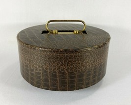 Vintage Poker Chip Holder Walnut Crocodile Alligator Cover Lid - £13.06 GBP