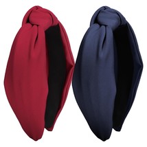 2 Pack Knotted Headbands For Women Red Navy Blue Wide Headbands Hair Ban... - $27.37