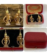 Vtg 14K Yellow Gold Seed Pearl Earrings 4.14g Fine Jewelry Leverback Pie... - £391.04 GBP