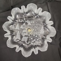 Mikasa Holiday Classics Crystal Footed Bon Bon Platter Frosted Scallop P... - $23.75