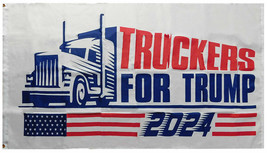 3X5 Truckers For Trump 2024 USA White 100D Woven Poly Nylon Flag Banner - $19.99