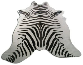 Zebra Print Cowhide Rug Size: 6&#39; X 6&#39; Brown/White Zebra Cowhide Rug O-821 - £154.28 GBP