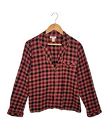 Madewell Pajama Top Womens Medium Pink Black Flannel Plaid Button Up Poc... - $27.06 CAD