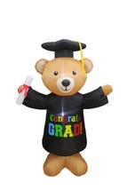USED 6 Foot Inflatable Graduation Teddy Bear with Cap Gown Diploma Decoration - £38.37 GBP