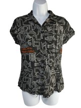 Harley Davidson Button Down Top Size Small Black Grey Orange Made in USA - £14.90 GBP