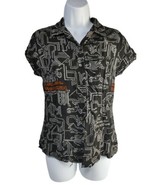 Harley Davidson Button Down Top Size Small Black Grey Orange Made in USA - $19.00