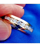 Earth mined Diamond Wide Wedding Band 5.5 mm Dome Anniversary Ring 14k G... - $2,180.25