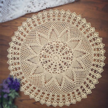 Table Placemats Crochet Doilies Round Lace Doilies for Tables Sofa Cover 23inch - £9.59 GBP