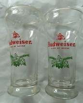 Budweiser King of Beers Pub Style Beer Glass Flying Eagle Logo Green Lot of 2 - £10.90 GBP