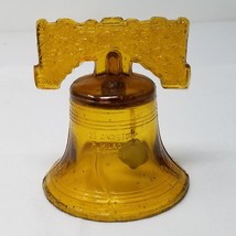 Amber Glass Bell Liberty Bell with Clapper Historic Details Philadelphia Vtg - £11.86 GBP