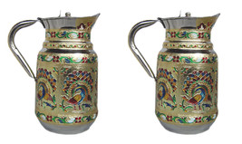 SET OF 2 Stainless Steel Jug  decorated Pitcher Juice water Cold drink p... - £59.99 GBP