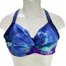 TITLE NINE Women&#39;s Bikini Top Multi Blue Abstract Twisted Front Size 36DD - $26.99