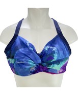 TITLE NINE Women&#39;s Bikini Top Multi Blue Abstract Twisted Front Size 36DD - £21.23 GBP