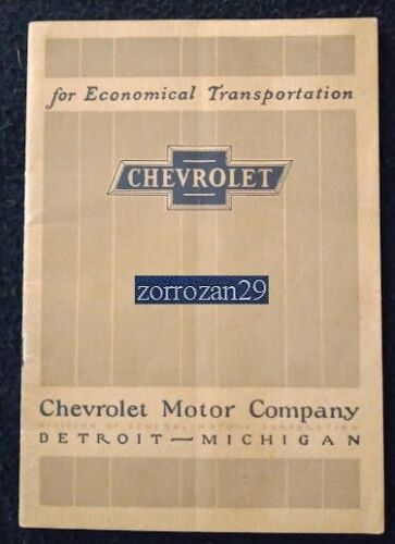 1924 CHEVROLET SUPERIOR VINTAGE ORIGINAL PART-COLOR SALES CATALOG - USA  - NICE - $35.00