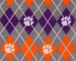 Fleece Clemson University Tigers Argyle College Team Fabric Print BTY A5... - $12.97