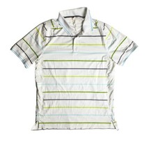 Lululemon Polo Shirt Size Large White Striped Octagon Logo Mesh Panels Men&#39;s - £31.61 GBP