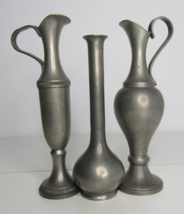 Lot of 3 Etain Pewter 1 Vase And 2 Pitchers Made in France - $46.17
