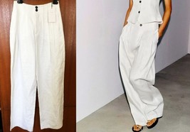 $99 ZARA WHITE LINEN PANTS ZW COLLECTION 100% LINEN PANTS~~ SZ XS - $1,499.57 MXN