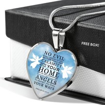 Scripture Guardian Angels Heart Necklace Stainless Steel or 18k Gold 18-22&quot; - £30.33 GBP+
