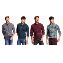 NWT Old Navy Men&#39;s Slim-Fit Long Sleeve 100% Cotton Poplin Tartan Plaid ... - £23.97 GBP