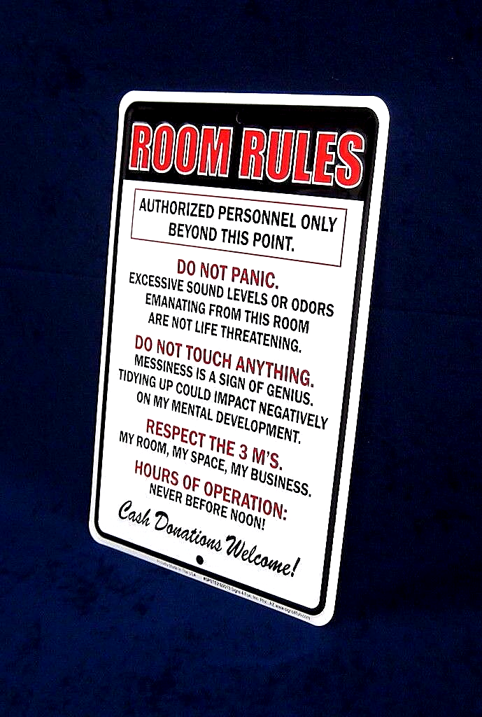 Primary image for ROOM RULES -*US MADE* Embossed Sign -Teen Bedroom Man Cave Garage Bar Wall Decor
