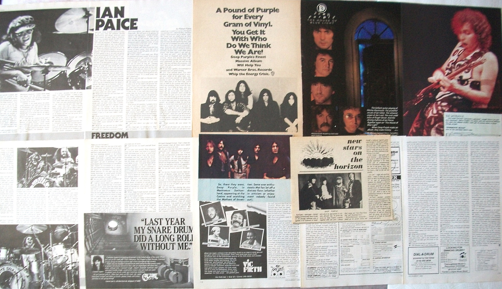 DEEP PURPLE ~ 12 Vintage Color, B&amp;W ARTICLES, Adverts from 1969-1992 ~ C... - $8.37