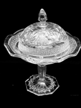 HTF Vintage INDIANA GLASS Covered Compote ROSE POINT BAND Candy Nut Butt... - $34.67