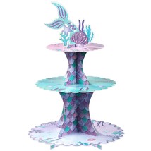 Mermaid Cake Stand 3 Tier Mermaid Party Supplies Mermaid Tail Cupcake St... - £17.97 GBP