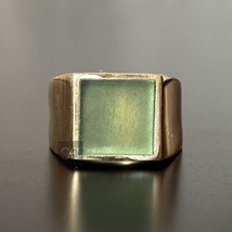 Green Jade Square Cut Ring 925 Sterling Silver, Gold Plated Ring For Men Jewelry - $140.24