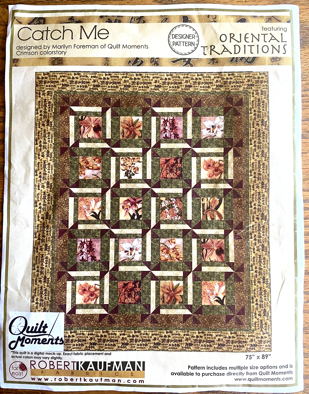 Robert Kaufman "Crimson Oriental Traditions" Catch Me Quilt Kit w/ Fabric 75"x89 - $119.99