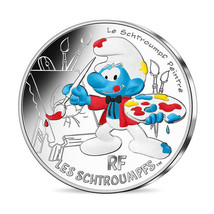 France 10 Euro Silver 2020 Painter The Smurfs Colored Coin Cartoon 01852 - £39.56 GBP