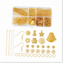 Golden Jewelry Making Supplies Kit - Earring Hooks, Bead Caps, Pins, Jump Rings - £21.82 GBP