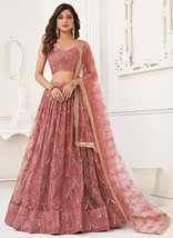 Beautiful Blush Pink Traditional Embroidered Wedding Lehenga Choli - £88.86 GBP
