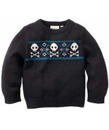 Boys Halloween Sweater Sonoma Black Skull &amp; Bones Long Sleeve Crew-sz 7X - £12.73 GBP